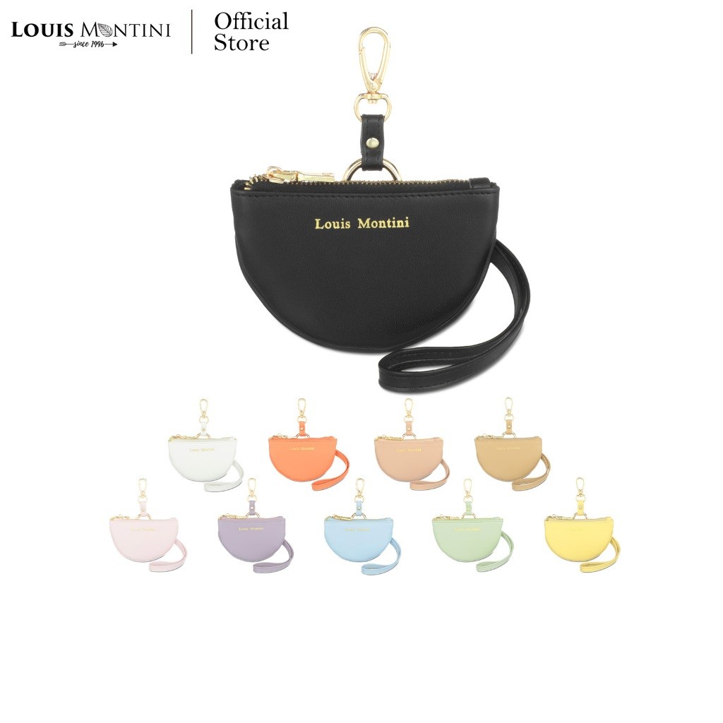Louis Montini (Fleur De Juillet) กระเป๋าใส่เหรียญ PU สำหรับคล้องกระเป๋าทรงครึ่งวงกลม CVRS013