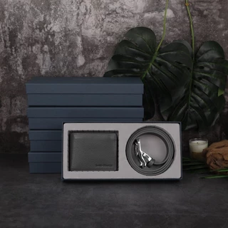 [ส่งด่วนฟรี] Louis Montini Gift Set Boxset Wallet and Belt ชุดกิ๊ฟเซ็ท กระเป๋าสตางค์ และ เข็มขัดหนังแท้ LM-GS#1