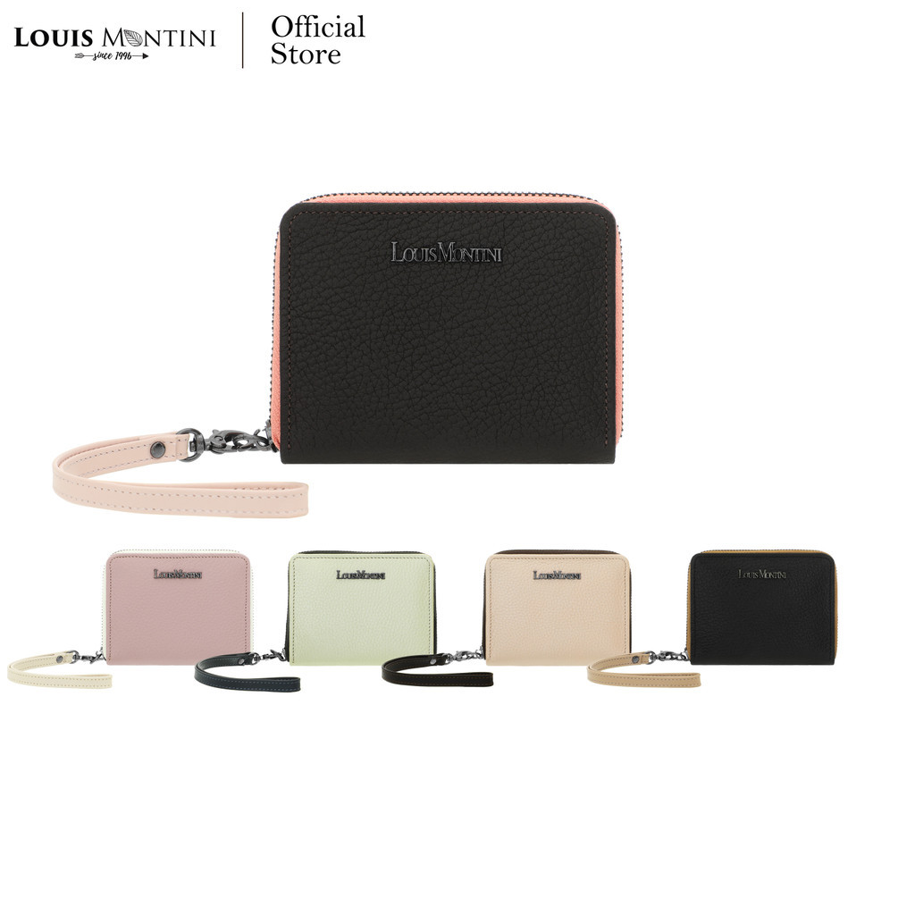 Louis Montini (Louis Montini (Emily) กระเป๋าซิปรอบใบสั้น กระเป๋าสตางค์ผู้หญิงหนังแท้ WL58