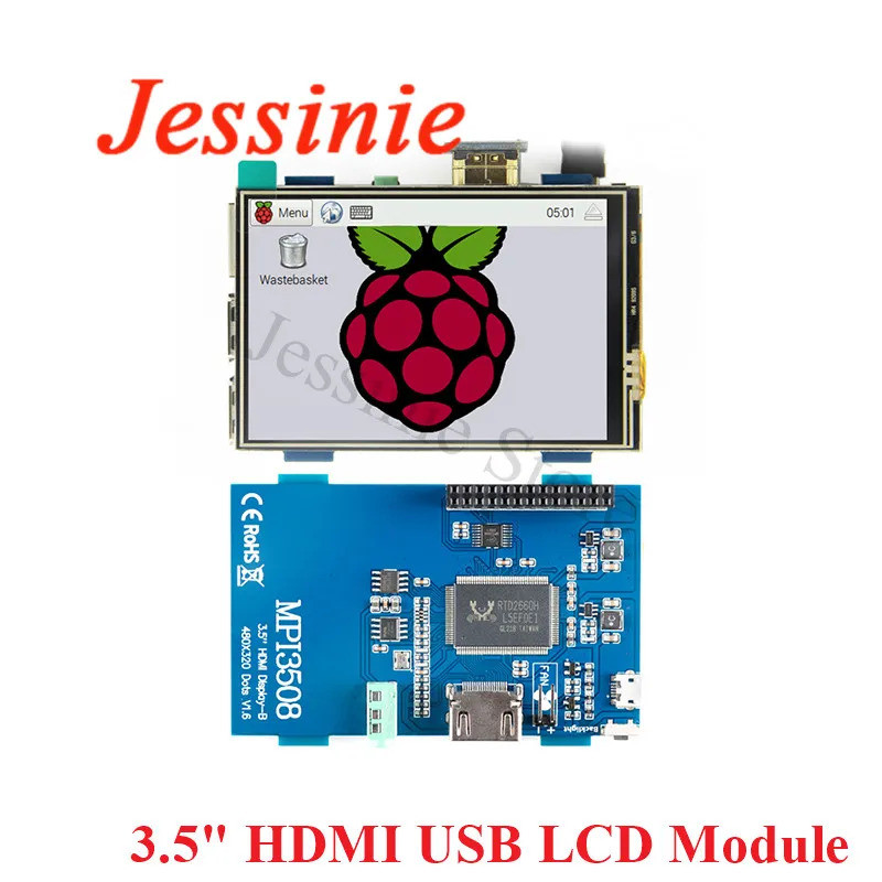 หน้าจอสัมผัส LCD ขนาด 3.5 นิ้ว HD ที่รองรับ HDMI โมดูลแสดงผล 3.5" ขนาด 480×320 1920x1080 สำหรับ Rasp