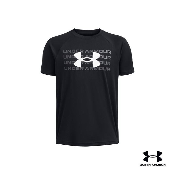 Under Armour เสื้อแขนสั้น UA Tech™ Wordmark Logo สำหรับเด็กผู้ชาย