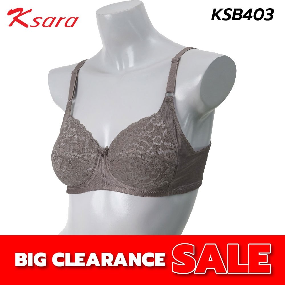 Ksara เสื้อชั้นใน  KSB403 ไร้โครง 3/4คัพ เต้าลูกไม้ เสริมฟองน้ำ3มิล เก็บเต้าด้านข้าง รุ่น