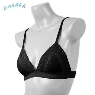 Varara เสื้อชั้นในไร้โครง LV1101 ของแท้ เสริมฟองน้ำ Pu เต้ารูปทรงสามเหลี่ยม ตกแต่งด้วย ลูกไม้ลายกราฟฟิก