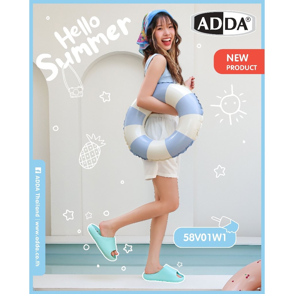 ADDA รองเท้าแตะ รองเท้าลำลอง แบบสวม รุ่น 58V01W1 (ไซส์ 4-7)