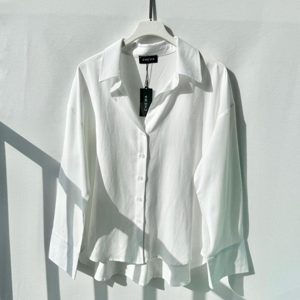 Chewa Online Store / MUMU LONG SHIRT เสื้อเชิ้ตแขนยาว ผ้าลินิน เชิ๊ตสาวอวบ สีน่ารัก LN31