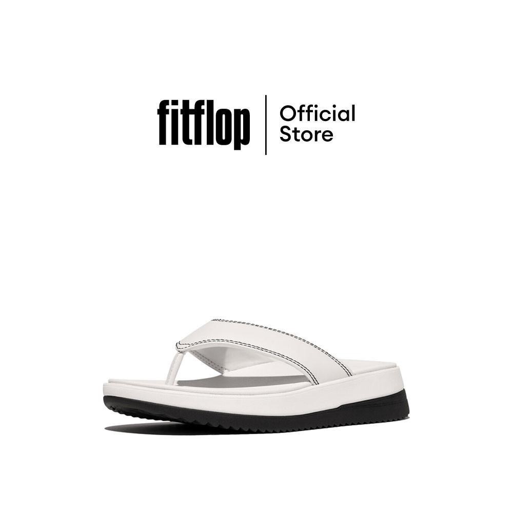 FITFLOP SURFF CONTRAST-STITCH LEATHER รองเท้าแตะแบบหูหนีบผู้หญิง รุ่น IM5-328 สี URBAN WHITE BLACK