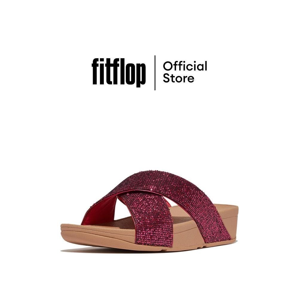 FITFLOP LULU GLITTERBALL CROSS SLIDES รองเท้าแตะผู้หญิง รุ่น IG1-B59 สี METALLIC RASPBERRY