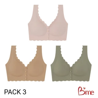 B'me เสื้อชั้นในไร้ขอบ level 2 ฟองกลาง รุ่น ME1G34 (แพ็ก 3 ตัว) สีเบจ สีเขียว สีโอวัลติน คละสี