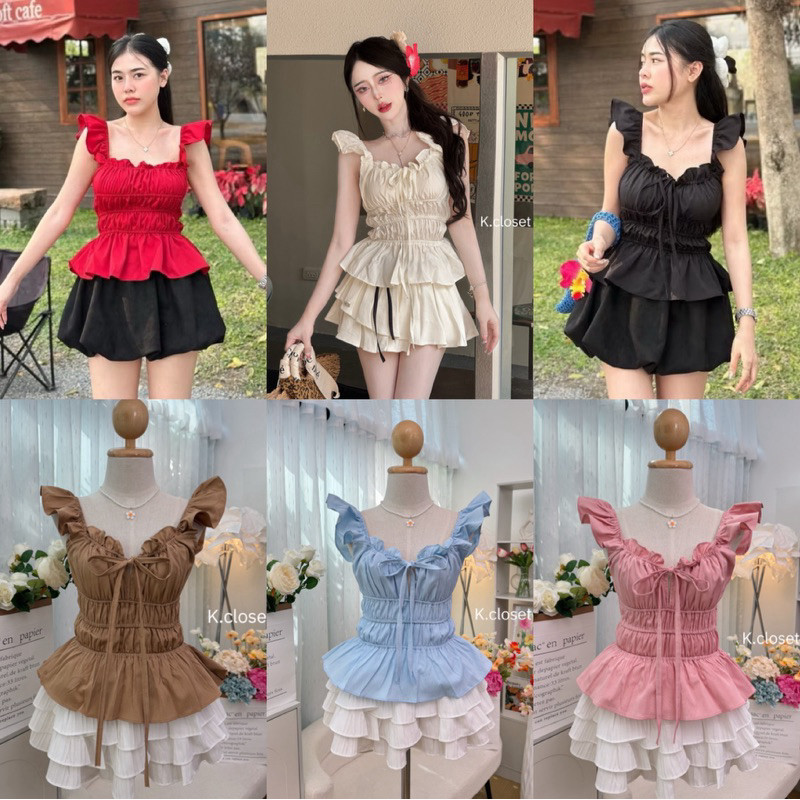 💗เสื้อแขนระบาย ผูกโบว์หน้า สาวอวบใส่ได้อกถึง 40งานน่ารักมาก ซัมเมอร์นี้พลาดไม่ได้💗