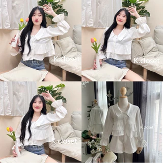 Ruby top 🌈เสื้อเชิ้ตคอปกแขนยาว ดีเทลระบาย 2 ชั้น(KA001)