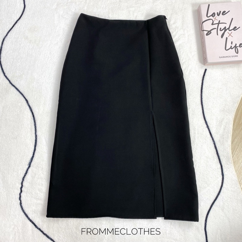 Frommeclothes กระโปรงทรงเอยาวผ่าหน้า ยาว32นิ้ว(XS-2XL) ราคา ถูกที่สุด ดีลบีเคเค แกลเลอรีภาพที่ 5