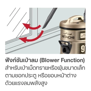 Hitachi ฮิตาชิ เครื่องดูดฝุ่น 2200 วัตต์ ชนิดถังเก็บฝุ่น รุ่น CV-960F สีแพลตทินัม เกรย์