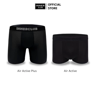 INNERCLUB บ๊อกเซอร์ชาย รุ่นAir Active Plus กระชับต้นขา ไม่เข้าวิน แพค 6 ตัว สีดำล้วน กางเกงในชาย Boxer