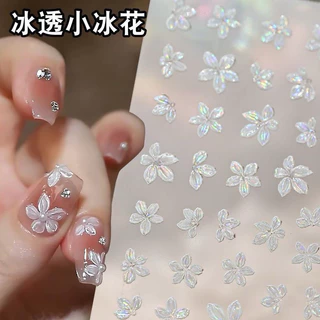 สติกเกอร์ติดเล็บ รูปดอกชบา 3D สินค้าพร้อมส่งในไทย แผ่นละ 9 บาท