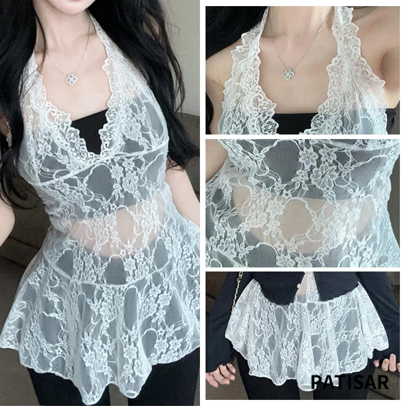 เซ็กซี่ Camisole ลูกไม้แขวนคอเสื้อกั๊กผู้หญิง Slim FITTING เสื้อแขนกุด Bottoming PR ราคา ถูกที่สุด ดีลบีเคเค แกลเลอรีภาพที่ 8