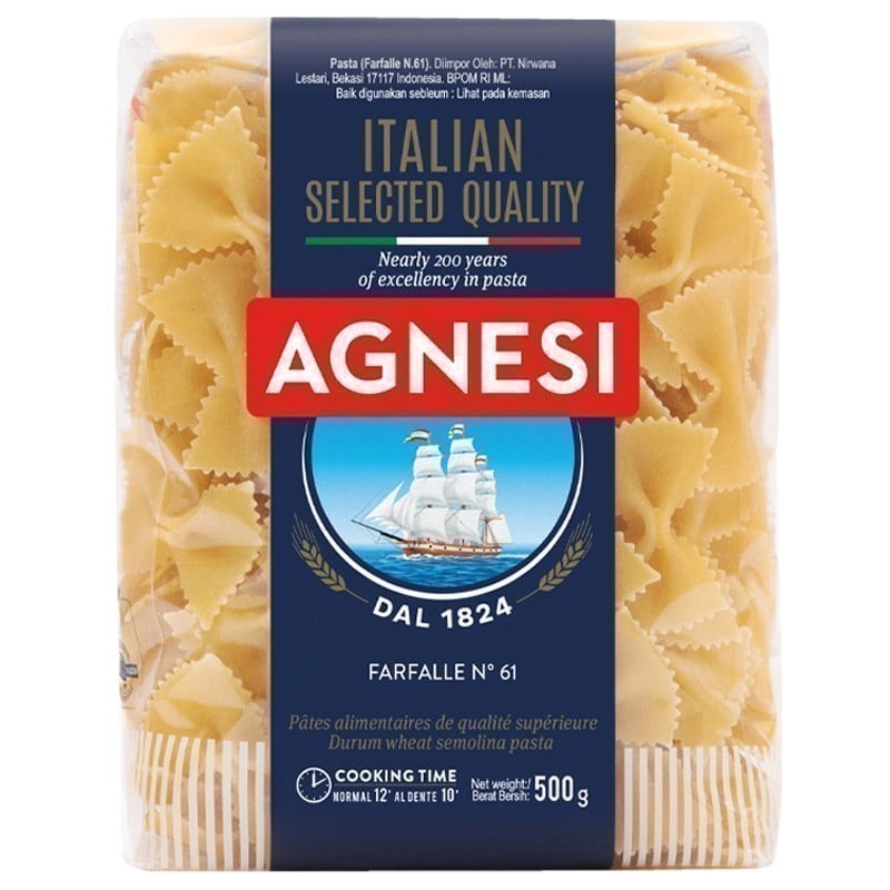 AGNESI แอคเนซีมะกะโรนีโบว์ 500กรัม [8001200139615]