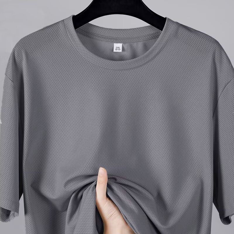 ฤดูร้อนน้ําแข็งผ้าไหมตาข่ายระบายอากาศออกแบบเสื้อยืด