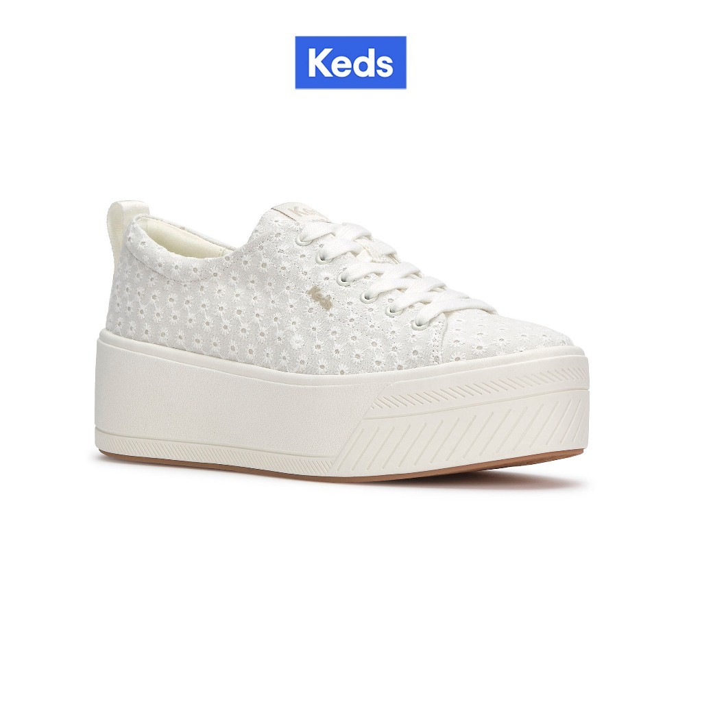 KEDS รองเท้าผ้าใบมีส้น รุ่น SKYLER DAISY EYELET สีขาว ( KW-SKYLER-5-111 )