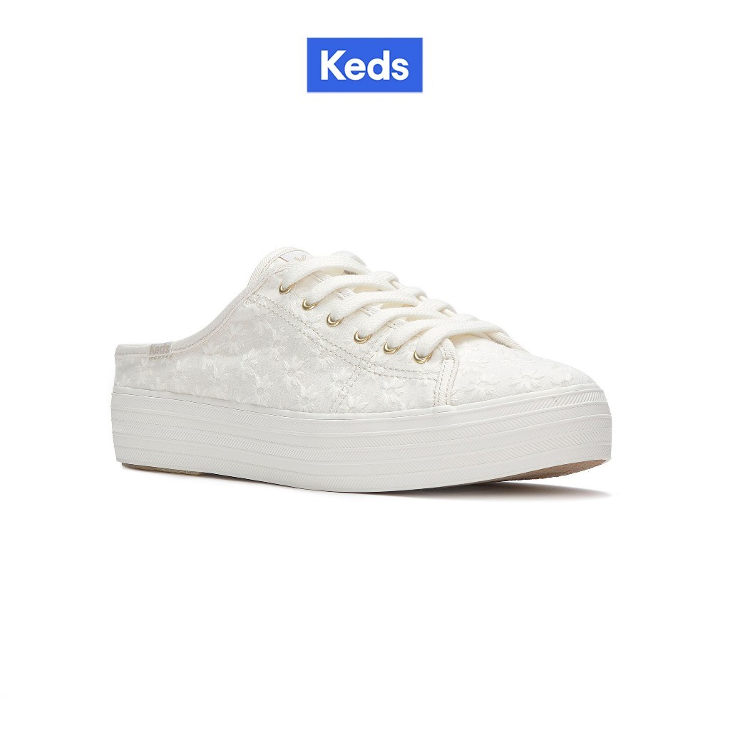KEDS รองเท้าผ้าใบเปิดส้น รุ่น TRIPLE KICK MULE STARBURST EYELET สีขาว ( KW-TKMULE-5A-110 )