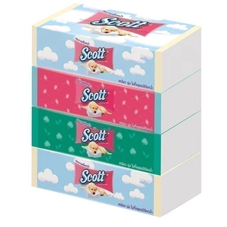 SCOTT สก็อตต์กระดาษเช็ดหน้าซอฟท์บ็อก 110แผ่น แพค 4 [8850039750153]