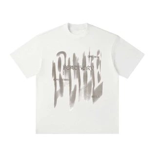(COD) LUVORO T-Shirt ลาย เนื้อผ้านุ่มระบายอากาศดี ผู้ชายเสื้อยืด ฟอก วินเทจคอกลมแขนสั้น Oversize เสื้อยืดผ้าฟอก C760