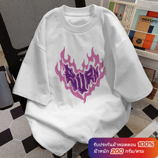 (ผ้าฝ้าย 100%)Luvoro oversize unisex เนื้อผ้านุ่มระบายแขนสั้…