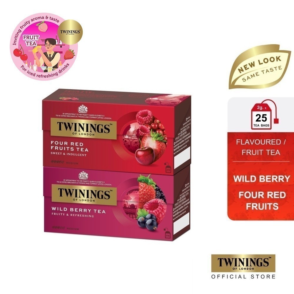 ทไวนิงส์ ชารสโฟร์ เรด ฟรุ้ต และ ชารสไวลด์ เบอร์รี่Twinings Four Red Fruits and Wild Berries Pack 25 X 2 Tea Bags ชาผลไม้
