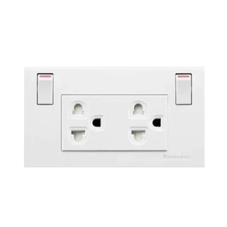 PANASONIC ชุดเต้ารับคู่พร้อมสวิตช์ควบคุม WEGP 1282 สีขาว จัดส่งโดย HomePro