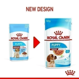[10 ซอง] Royal Canin Medium Puppy Pouch Gravy อาหารเปียกลูกสุนัข พันธุ์กลาง อายุ 2-12 เดือน (ซอสเกรวี่, โรยัล คานิน)