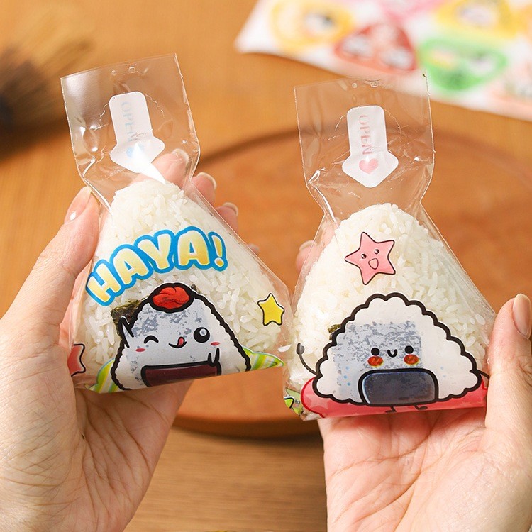 ถุงบรรจุภัณฑ์ ชิ้นสามเหลี่ยม ทรงสามเหลี่ยม ลายการ์ตูนน่ารัก สําหรับใส่ข้าวปั้น ซูชิ 50ชิ้น/แพ็ค Thai Package