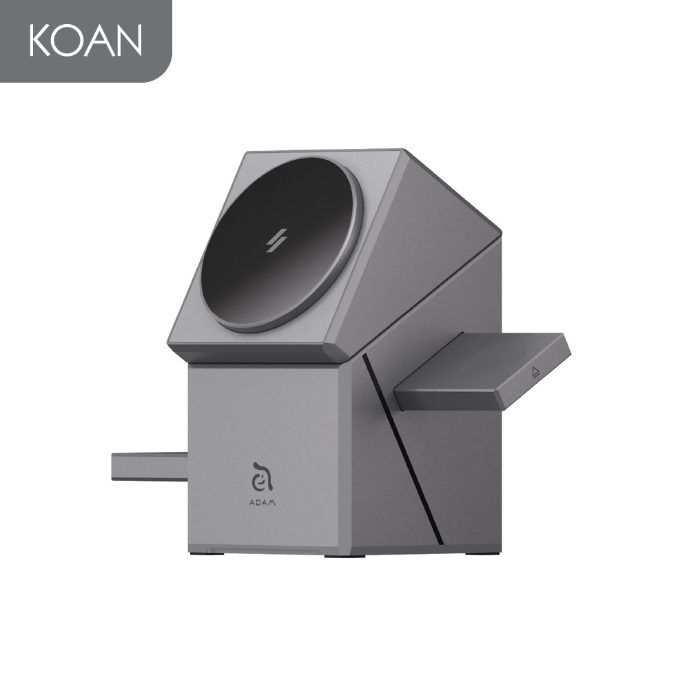 แท่นชาร์จ ADAM elements Mag Qube Qi2 3-in-1 Intelligent Charging Station - Silver