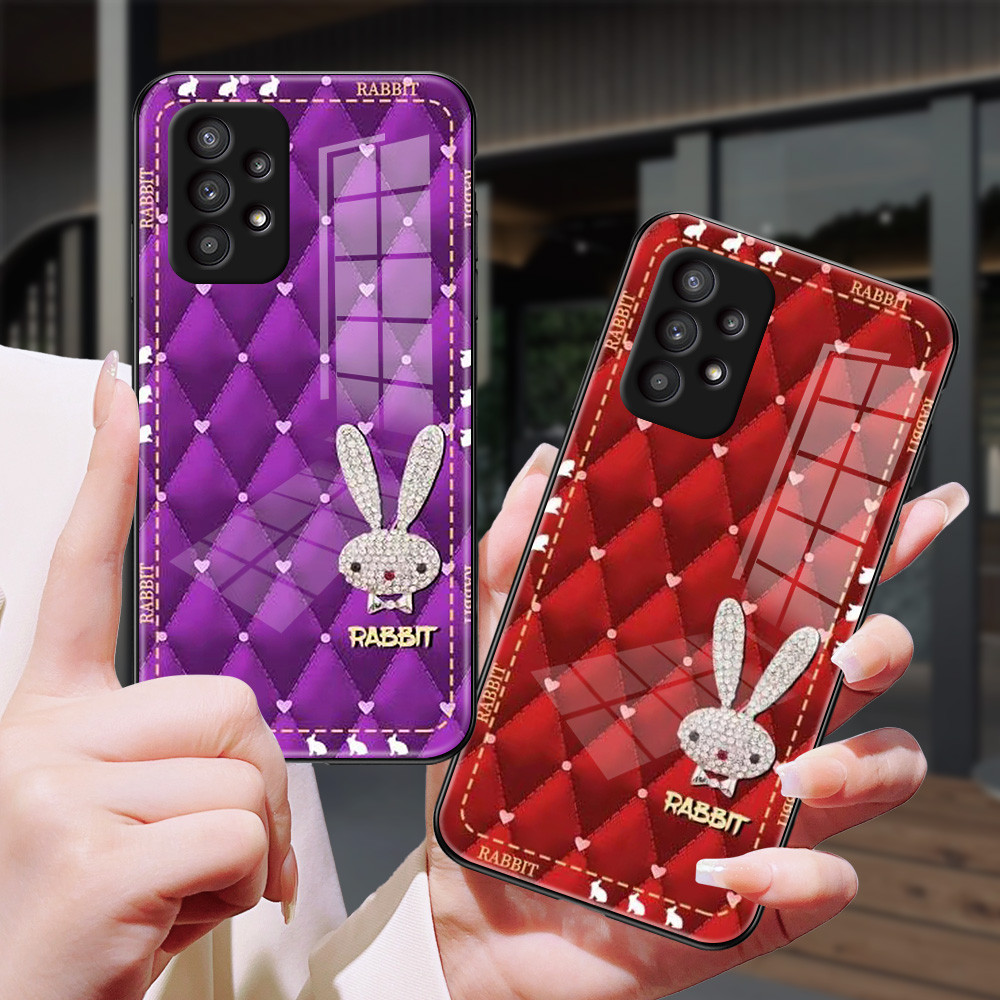 หูกระต่าย เคส กระจก Samsung a73 a71 a7 2018 a53 a52s a51 a50s a50 a42 a33 a32 a31 a30s a23 a22 a21s a20s a20 h3f1919