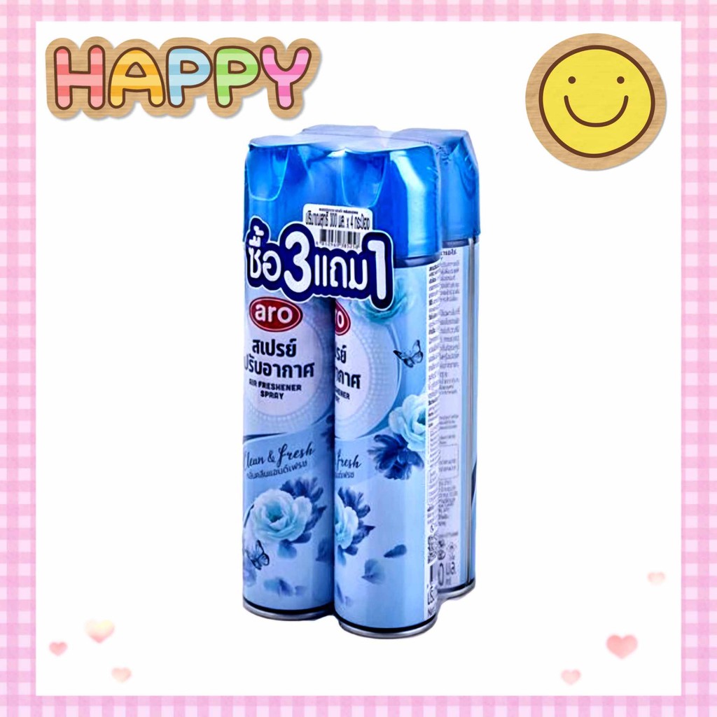 ( Pro choice -  Aro ) เอโร่ หรือ โปรช้อยส์ สเปรย์ปรับอากาศ 300ml รุ่น3+1=4กระป๋อง กลิ่น คลีนแอนด์เฟรช
