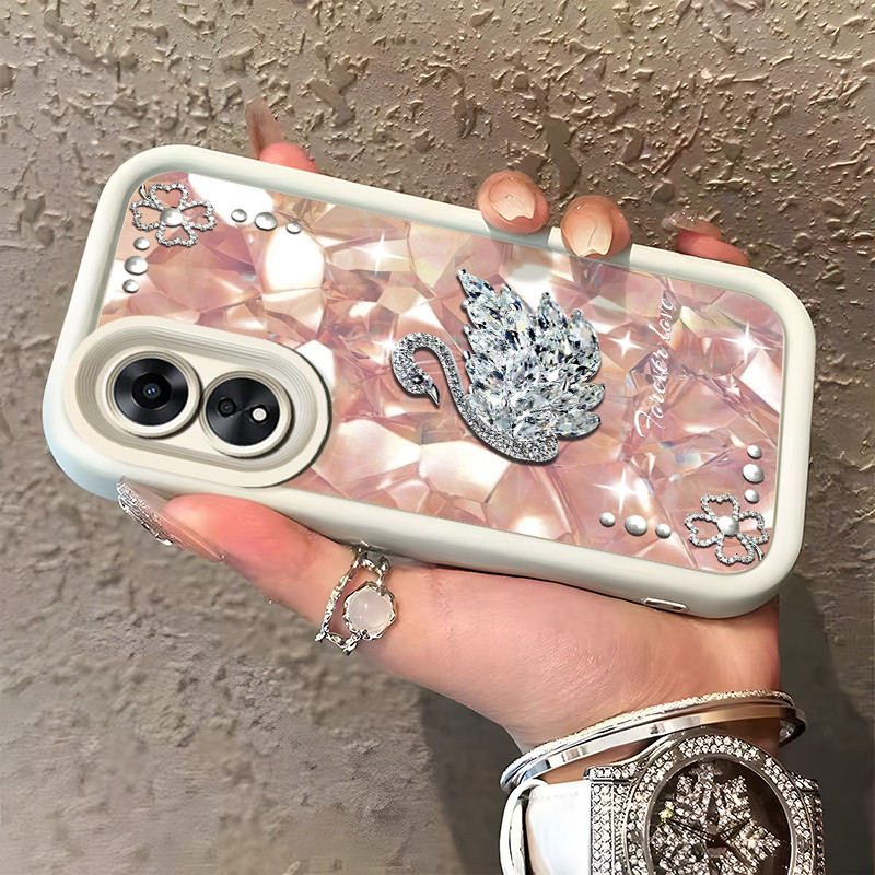 เคสสำหรับ OPPO A18 A38 A2x เคสป้องกันหรูหรากันกระแทกเคสซิลิโคนซิลิโคนโทรศัพท์หงส์