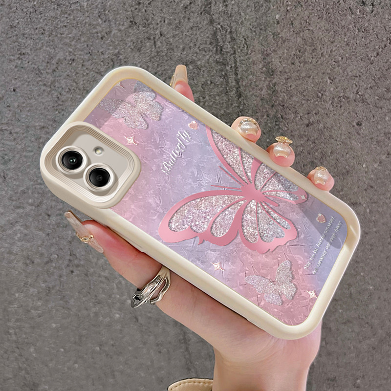 เคสสำหรับ Samsung Galaxy A04 M04 F04 A04E เคสโทรศัพท์ทนต่อการขีดข่วนและกันกระแทกซิลิโคนอ่อนดีไซน์สวยผีเสื้อเป็นประกาย