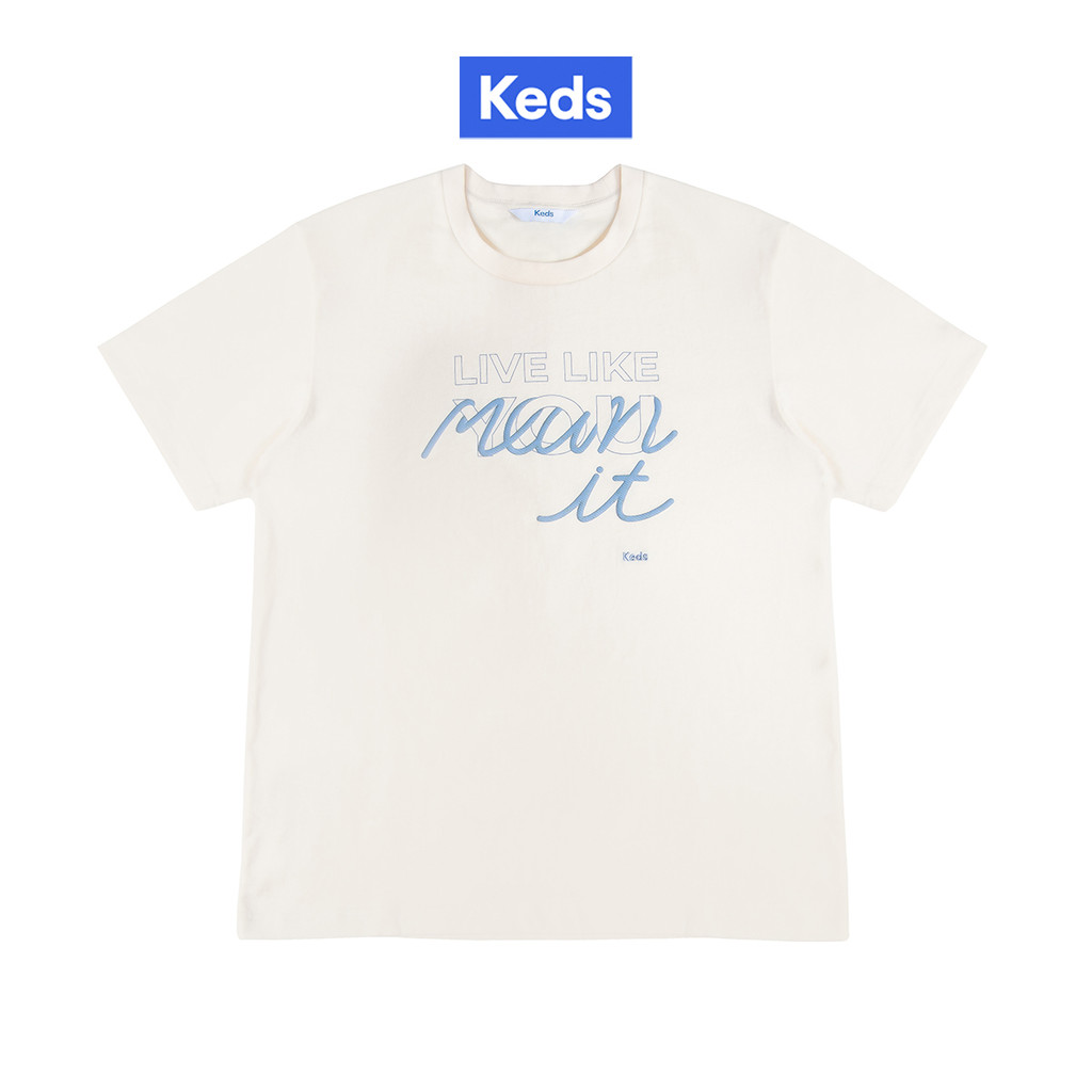 KEDS เสื้อยืด รุ่น LIVE LIKE YOU MEAN IT LOOSE T-SHIRT สีครีม ( F24APT02015 )