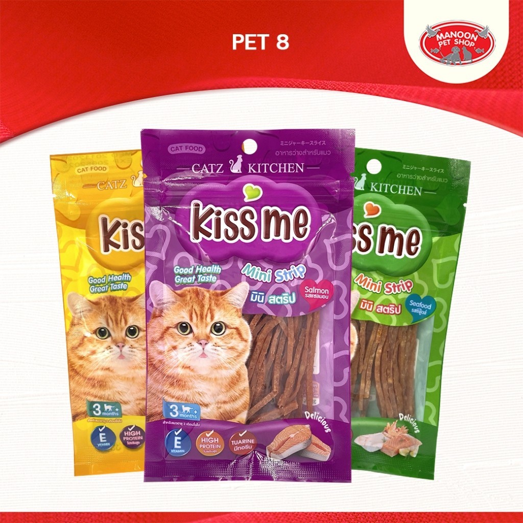 [MANOON] KISS ME JP Mini Strip เพ็ทเอ็ท มินิสตริป ไก่สไลด์ ขนมแมว ขนาด 35 กรัม