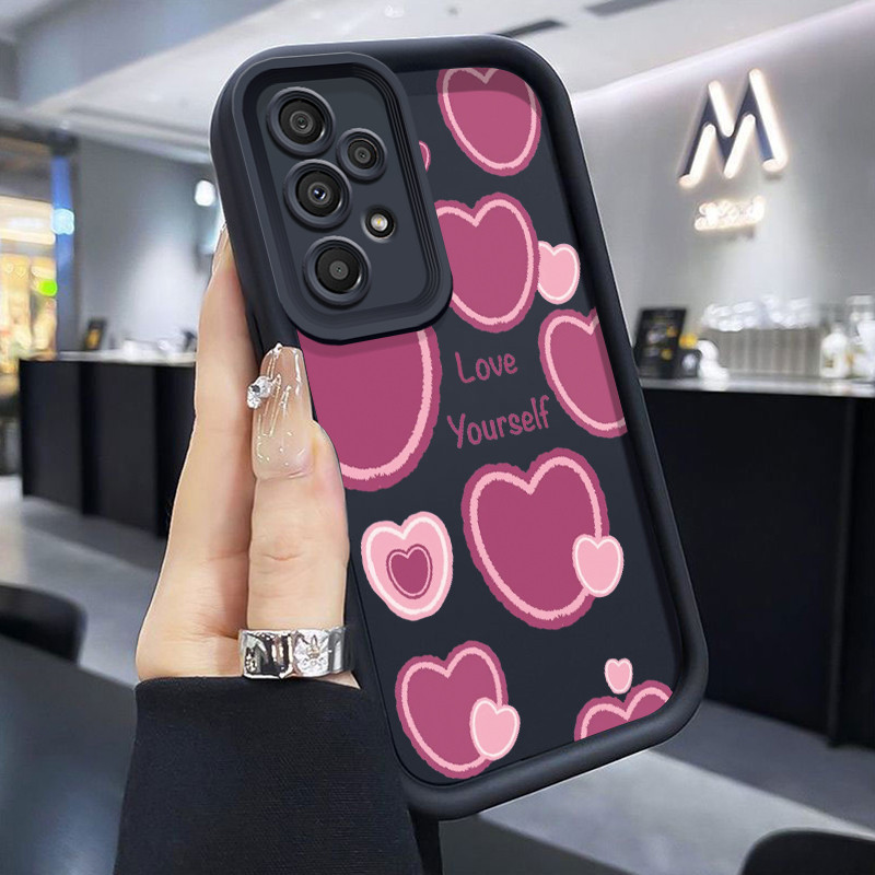 เคสสำหรับ Samsung Galaxy A33 5G A34 5G A53 5G A54 5G A23 A32 เคสโทรศัพท์พร้อมกรอบซิลิโคนนิ่มดีไซน์รูปหัวใจ
