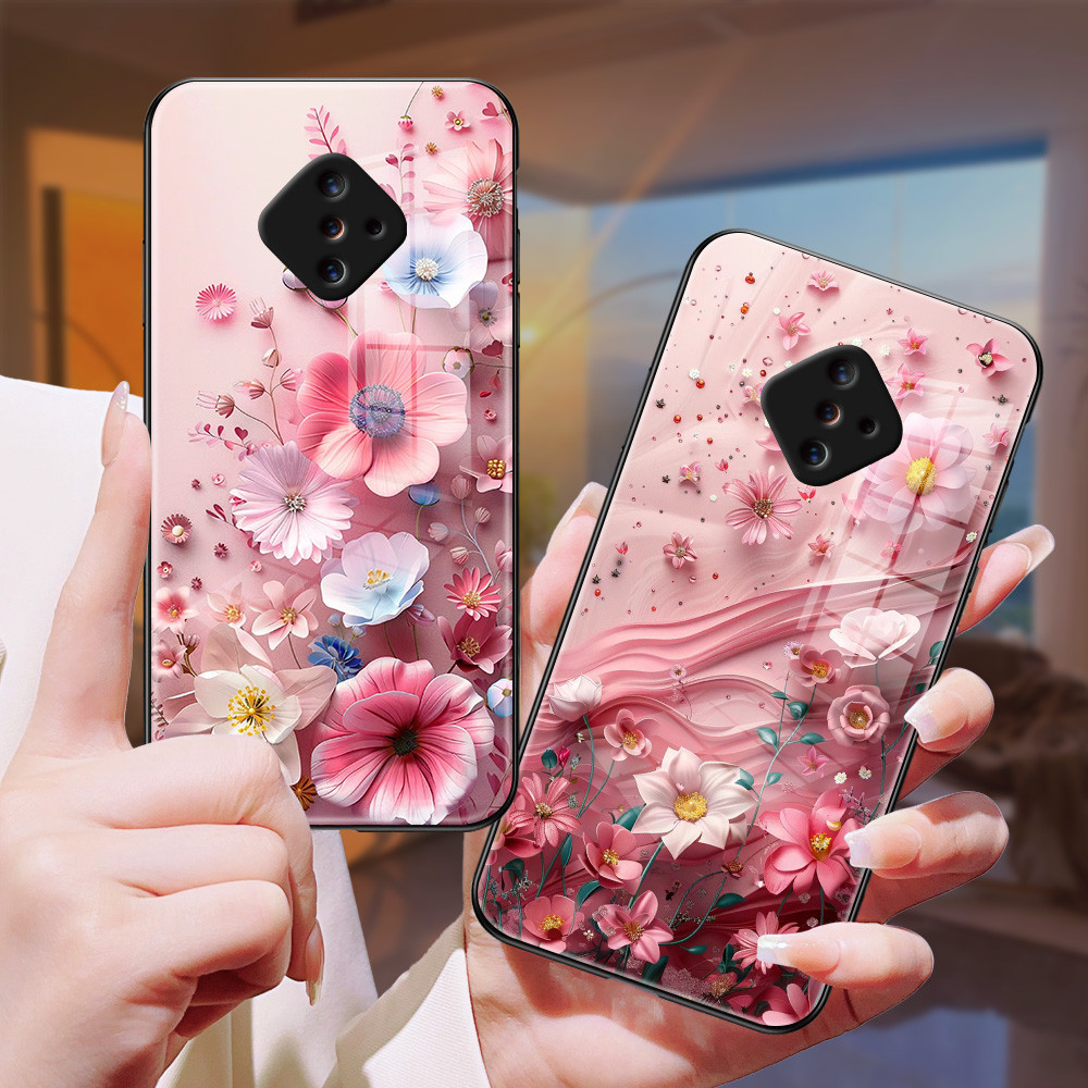 ดอกไม้ เคส กระจก vivo Y9S Y95 Y93 Y91i Y76 Y75 Y73 Y72 Y53S Y51 Y50 Y33S/T Y31 Y30 Y21A/S/T/E h3f2088