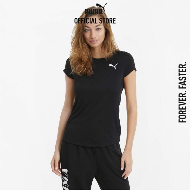 PUMA BASICS - เสื้อยืดผู้หญิง Active สีดำ - 58685701