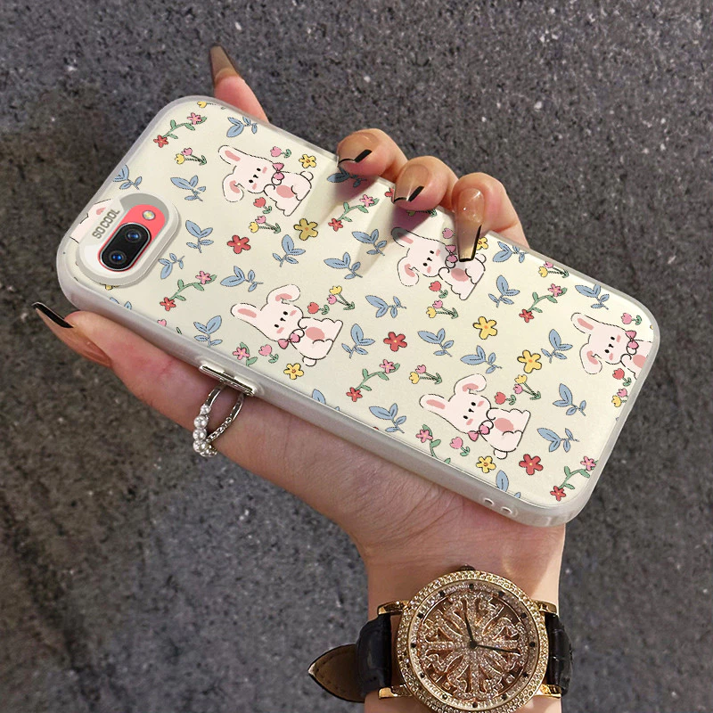เคสสำหรับ OPPO A5 A3s A12e A7 A5s A12 A12s A11k Realme C1 เคสป้องกันเคสมือถือโปร่งแสงกระต่ายหมี