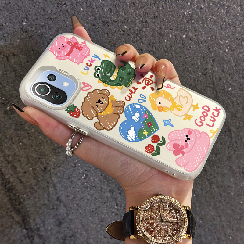 เคสสำหรับ Xiaomi 11 Lite 4G 11 Lite 5G NE เคสดีไซน์สัตว์น่ารักฝ้าโปร่งใสเคสโทรศัพท์