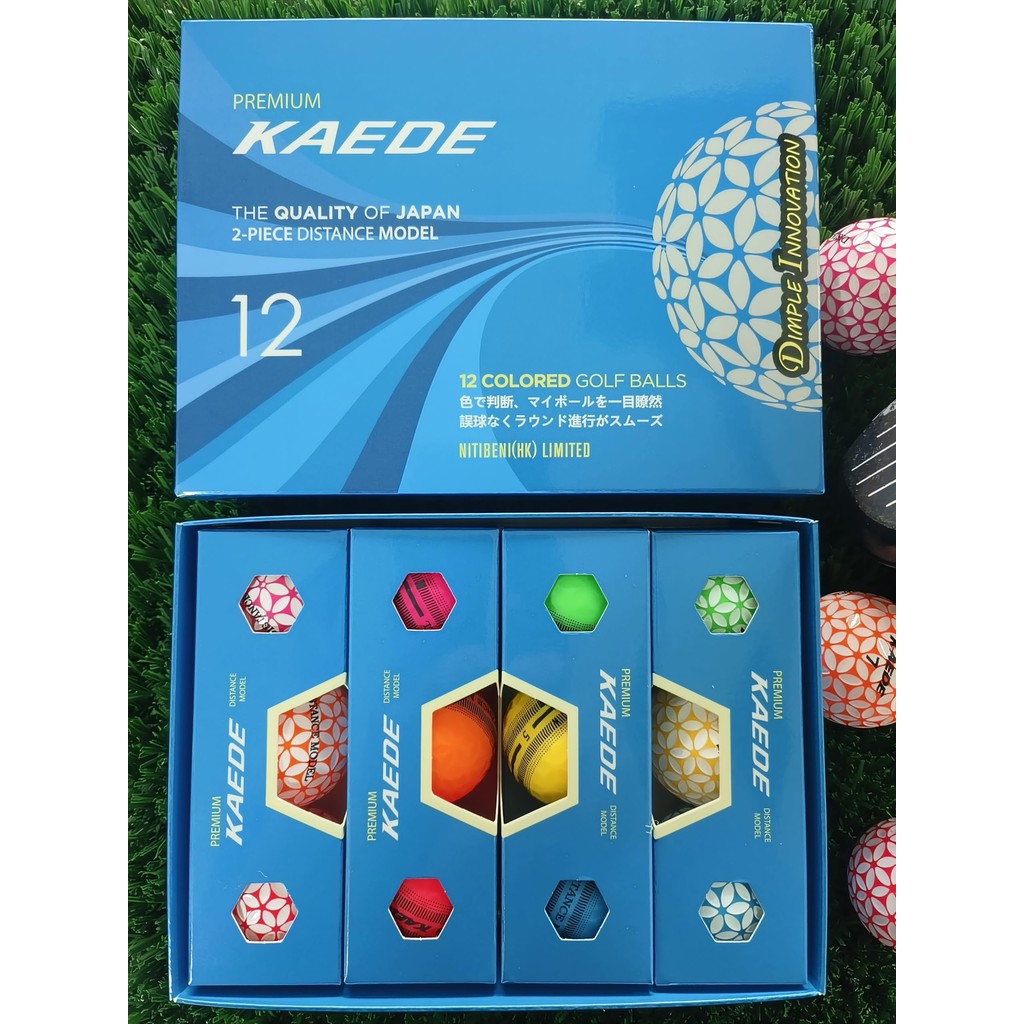 [นำเข้าจากประเทศญี่ปุ่น] ลูกกอล์ฟ KAEDE 12 สี ชุด 1 โหล (12 ลูก)