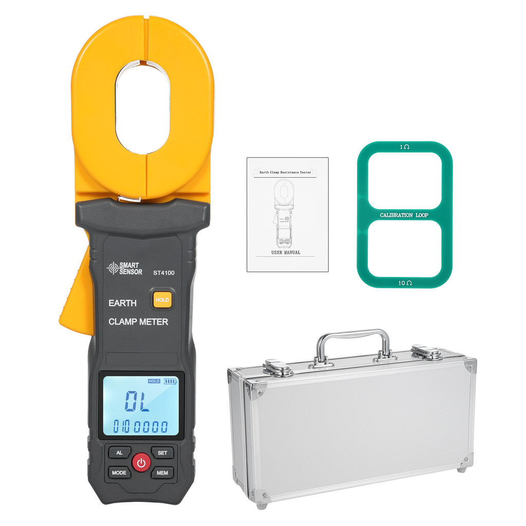 Smart SENSOR Ground Earth Resistance Tester 0.01-1200Ω 500 กลุ่มการจัดเก็บข้อมูลมัลติฟังก์ชั่ Digital Clamp Meter พร้อมจอแสดงผล LCD 0mA-30A Alarm Clamp Tolo-5.20