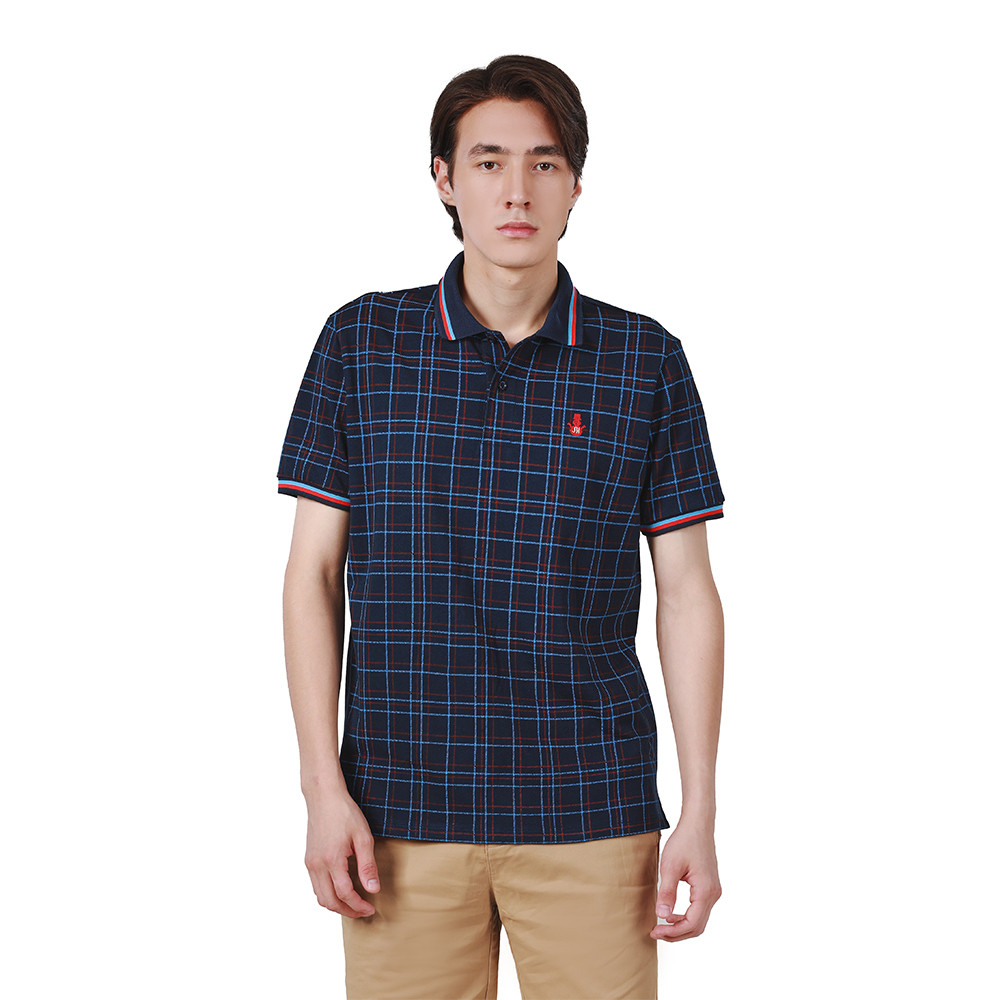 John Henry เสื้อโปโลผู้ชาย ทรงเข้ารูป รุ่น JH F624MPLSM47 - สีกรมท่า