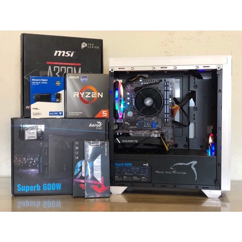 (ผ่อนได้)RYZEN5 3600+RAM16GB+ GTX1650 4GB +M.2 500GB PSU600W MAX คอมเล่นเกมส์ คอมประกอบ สตรีมเกม GTA