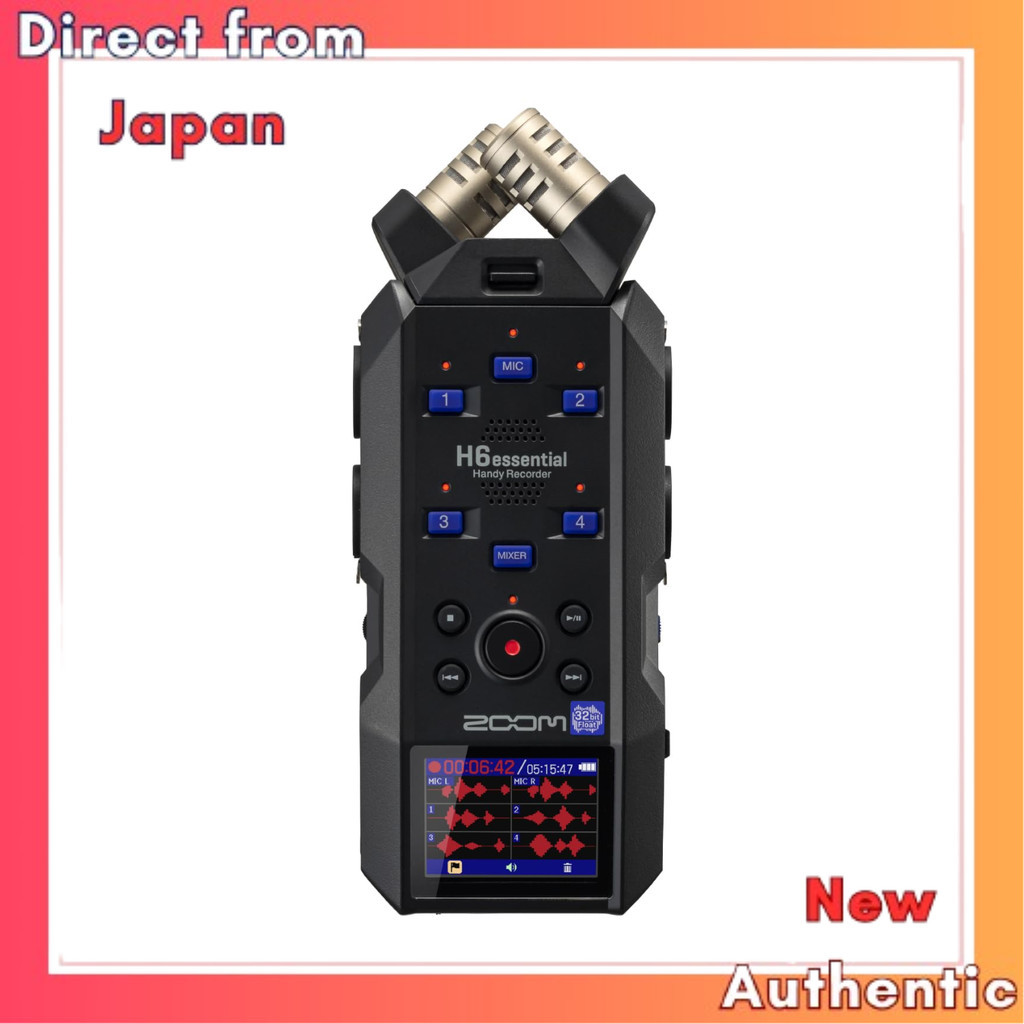 ZOOM Zoom 32 บิต เครื่องบันทึกพกพา 6 แทร็กลอยตัว, ไมโครโฟนเปลี่ยนได้, โปรแกรมสร้างวิดีโอไทม์โค้ด, พอ