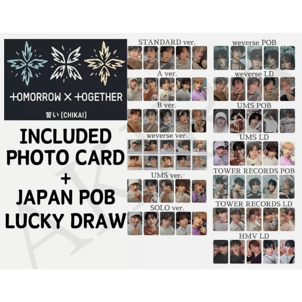 Txt i CHIKAI INCLUDED PHOTO CARD & JAPAN POB & LUCKY DRAW PHOTO CARD
