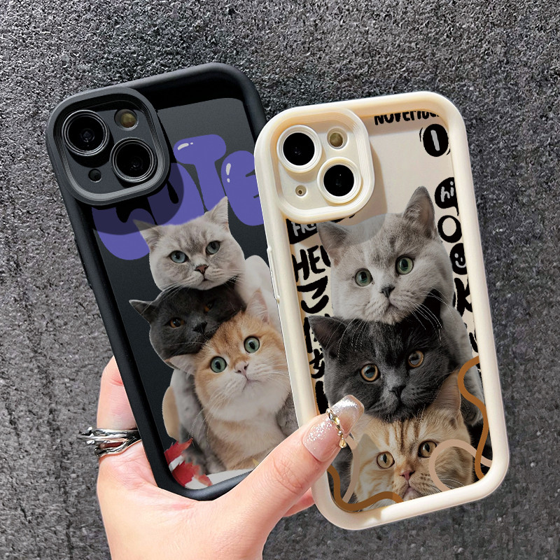 เคสสำหรับ Realme 8i Realme Narzo 50 4G เคสกล้องจริงเคสมือถือลายแมวปลอกซิลิโคนแบบนิ่มดูดซับแรงกระแทก