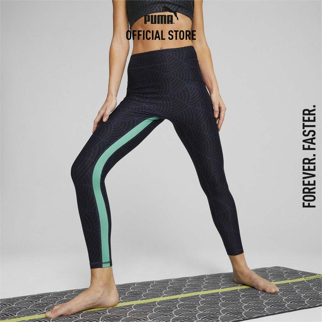 PUMA TRAINING - กางเกงเลกกิ้งออกกำลังกายเอวสูง 7/8 ผู้หญิง PUMA x lemlem สีฟ้า - 52396406